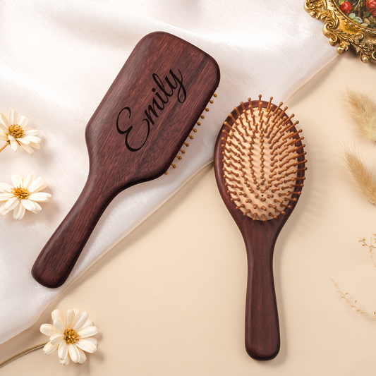7783AUK2 personalised engraved wooden hairbrush with custom name for her 7783aqtf5a