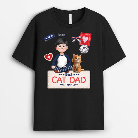 7816AUK1 personalised best cat dad ever t shirt for cat owners 7816acfmd