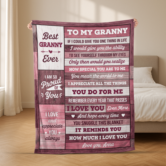 7829BUK2 personalised i love you fleece blanket_ for granny and grandad 7829bsttb