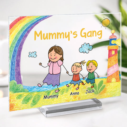 7834RUK2 personalised mummys gang acrylic plaque with stand for mumdad 7834rtpta