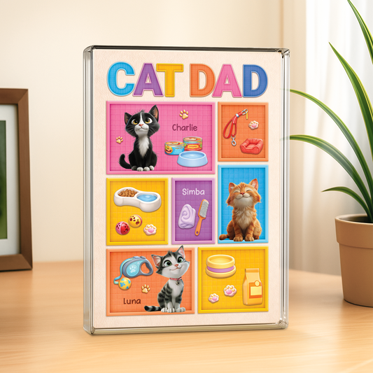 7835RUK2 personalised cat dad rectangle acrylic plaque for cat lovers 7835r6xmd