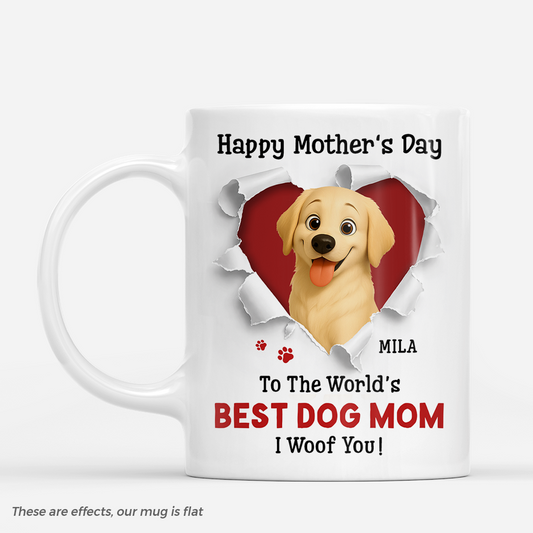 7880MUK1 3d printing effect personalised happy mothers day to the worlds best dog mum mug 7880m