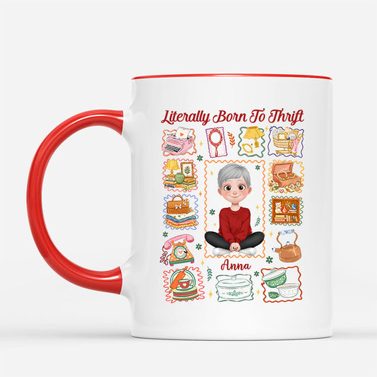 7923MUK2 personalised literally born to thrift mug for herhim 7923m8vca