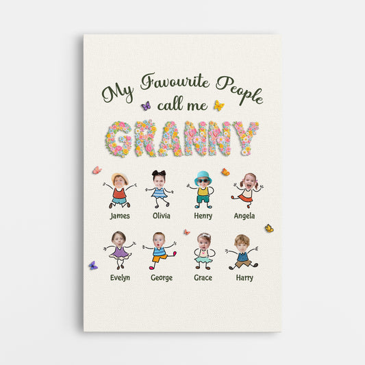 7977CUK1 personalised my favorite people call me grandma canvas with grandkids faces 7977ctyna