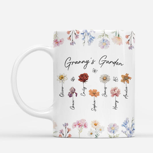 8054MUK1 personalised grannys garden_ mug with grandkids names for mothers day 8054m8y5a