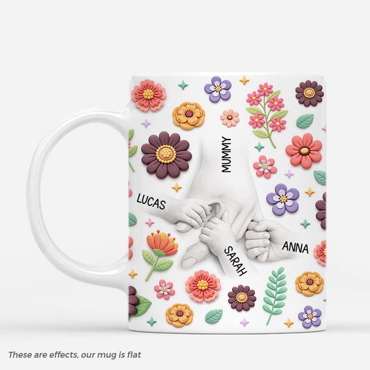 8106MUK1 3d printing effect personalised holding mums hand floral mug for mumgrandma 8106m8qwa