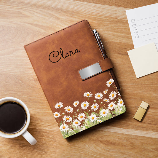 8121MUK2 personalised leather notebook and pen set with name for her 8121mo6pza