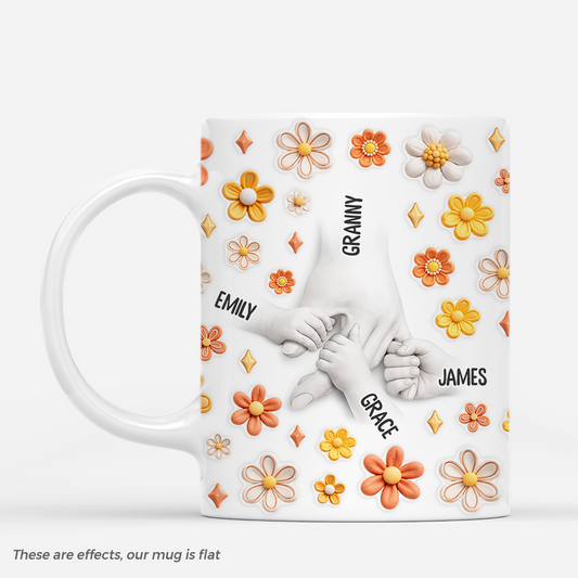 8151MUK1 3d printing effect personalised hand in hand mug for mumgrandma 8151msfca