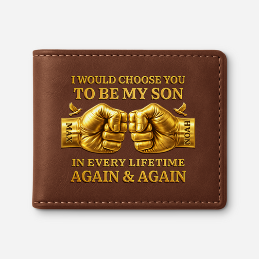 8165JUK1 3d printing effect personalised i would choose you to be my son leather wallet 8165jcxmb