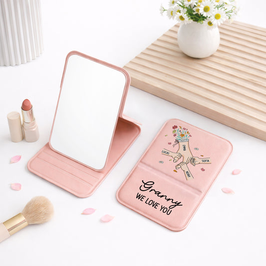 8227AUK2 personalised hand in hand compact mirror for mumgranny 8227aj6paa