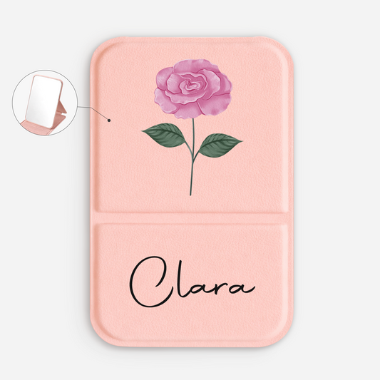 8310AUK1 personalised compact mirror with name and flower for her 8310ajsf5a