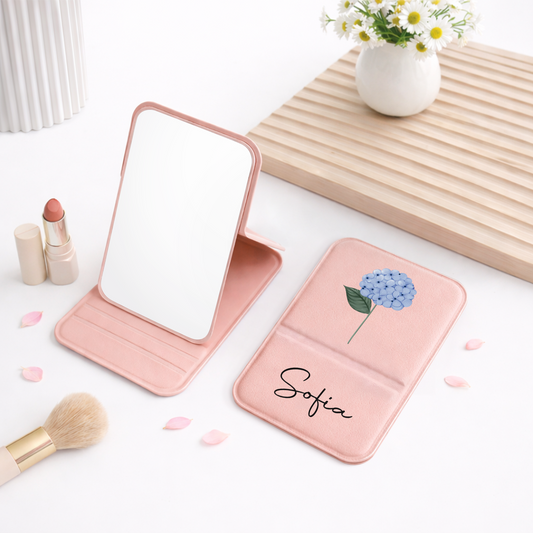 8310AUK2 personalised compact mirror with name and flower for her 8310ajsf5a