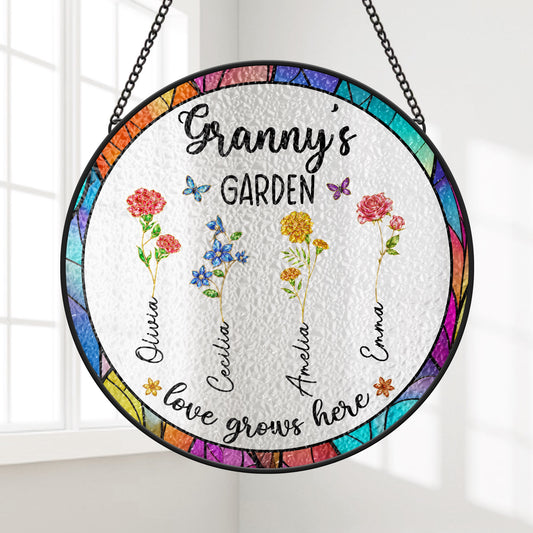 8376UUK1 personalised glass mummygrandmas garden suncatcher 8376ucx5a