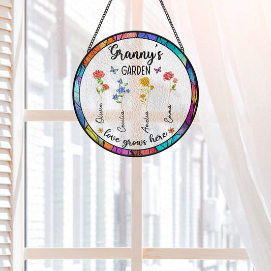 8376UUK2 personalised glass mummygrandmas garden suncatcher 8376ucx5a