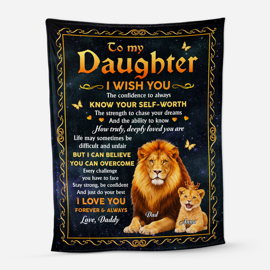 8397BUK1 personalised to my daughter lion fleece blanket for daughterson 8397b8fwk