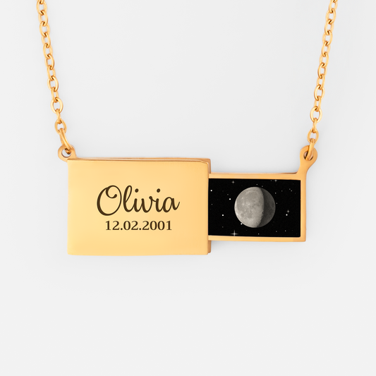 8471JUK1 personalised envelope moon phase birthday necklace for her_ 8471j8f5a