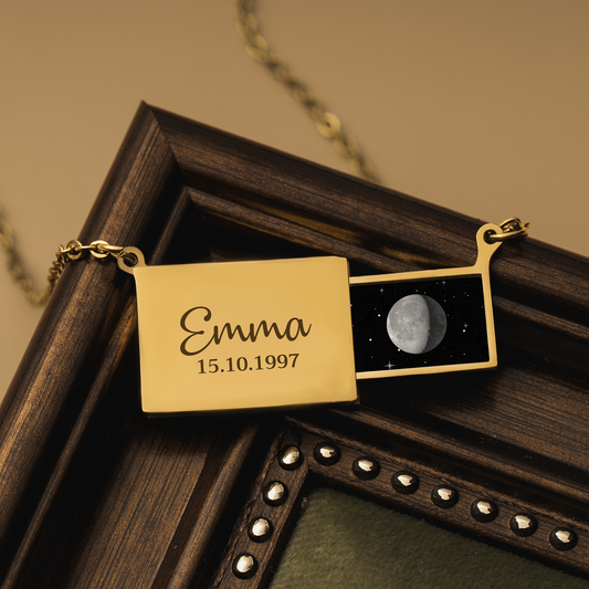 8471JUK2 personalised envelope moon phase birthday necklace for her_ 8471j8f5a