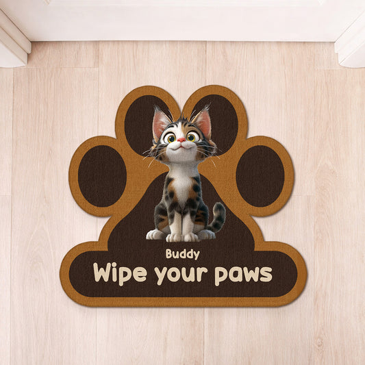8545AUS1 wipe your paws doormat_ custom shaped doormat gifts for cat lovers 8545ad8hbd