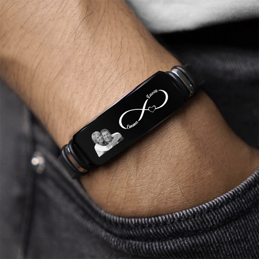 8553JUK2 personalised photo bracelet with names for couples 8553jnf5g