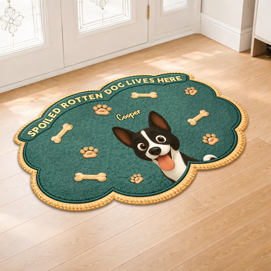 8558AUK1 personalised spoiled rotten dogs live here custom shaped doormat 8558adavrc_3