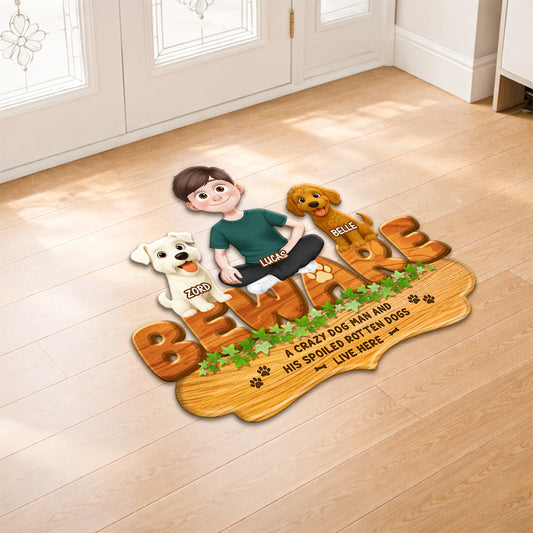 8573AUK2 personalised a crazy dog lady and her dogs live here custom shaped doormat 8573adafbc