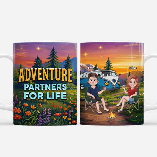 8582MUSUK1 adventure partners for life mug personalized camping gifts for couples 8582mtcbg