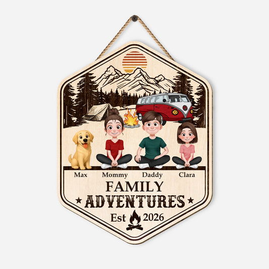 8700QUK1 personalised family adventures wood camping sign _for couples 8700qtysi