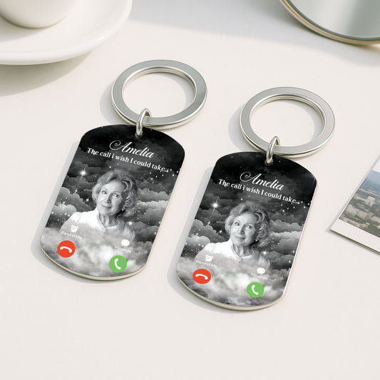 8754JUK1 personalised the call i wish i could take memorial keyring with photo 8754j6vma_2