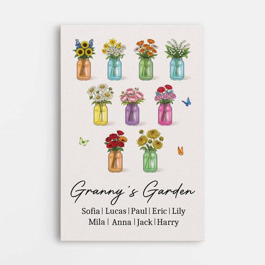 8814CUK1 personalised grannymums garden _canvas art for mothers day 8814calca