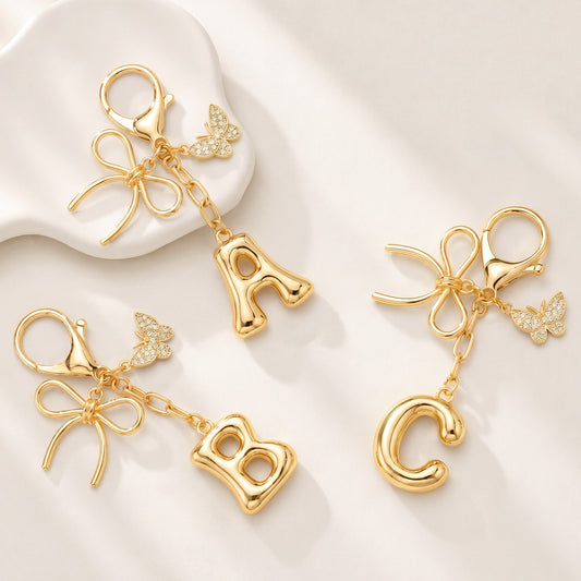 8878AUK2 personalised bubble letter keychain_ with charms_ for himher 8878aj0p5a