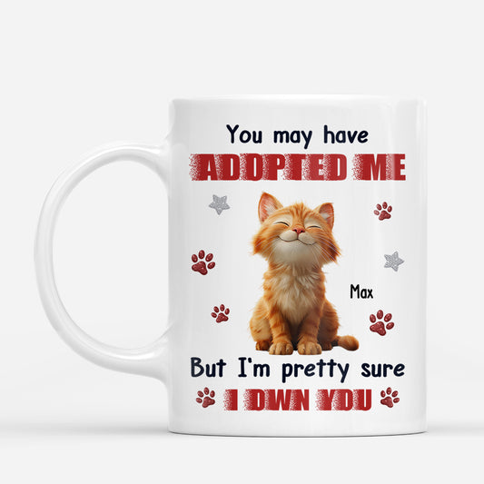 8895MUK1 personalised you may have adopted me but im pretty sure i own you cat mug 8895msdkd