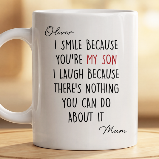 8904MUK2 personalised i smile because you are my daughter_ mug for mumdad 8904msc5a