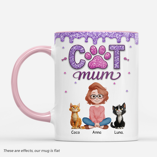 8931MUK1 3d printing effect personalised cat mum mug with cat and owner_ 8931m3fwd