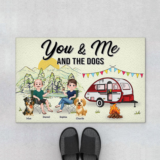 8998DUK2 personalised you me and the dogs camping doormat for couples 8998d3d1c