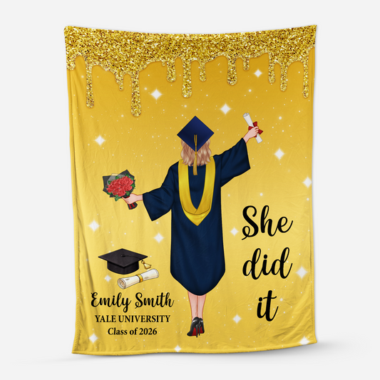 9066BUK1 personalised university graduation fleece blanket for herhim 9066b6ewa