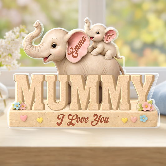 9072AUK1 3d printing effect personalised elephant custom shaped acrylic plaque for mumdad 9072arcqpa