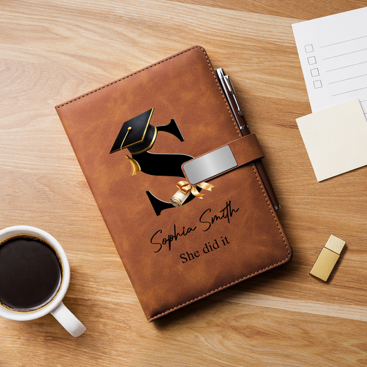 9077MUK2 personalised leather notebook and pen set for graduates 9077mo7ms
