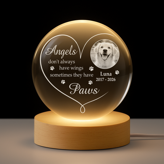 9127LUK1 personalised angels with paws memorial photo crystall ball lamp for dogcat lovers 9127l3fpc_ba0abab5 ada7 40dc 919b f1c712ece7a7