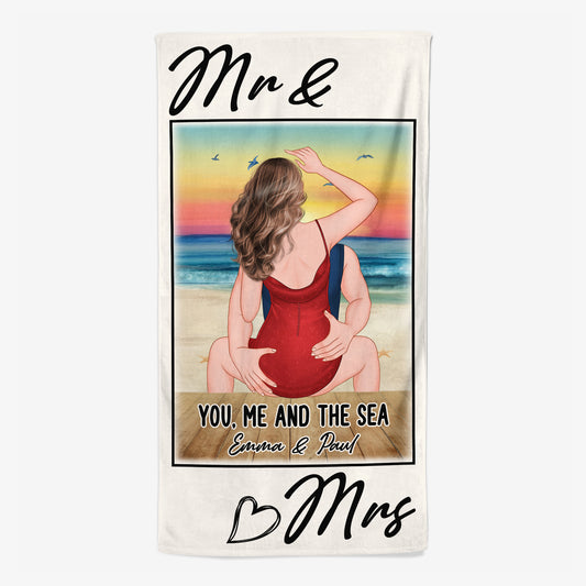 9281BUK1 personalised mr mrs summer beach towel for couples 9281bnpog