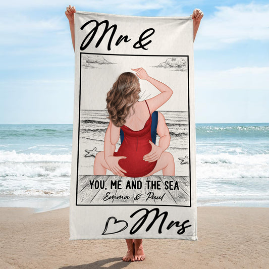9281BUK2 personalised mr mrs summer beach towel for couples 9281bnpog