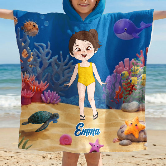 9285AUK1 personalised summer kids hooded beach towel for kids 9285ab8dkk
