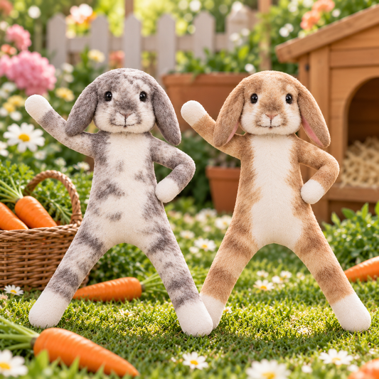 AdorablePlushRabbitsinaGarden
