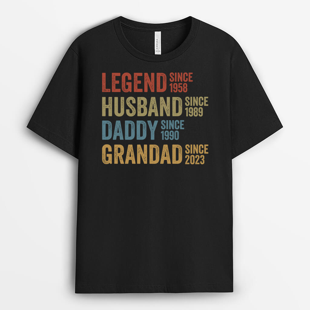 Personalsied Legend, Husband, Dad And Papa Since T-Shirt
