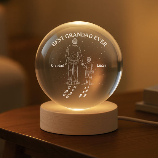personalised best dadgrandad ever crystal ball lamp 8990lnflb