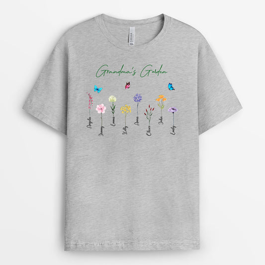 0065A340AUK2 Customised T shirts presents Flower Grandma Mom
