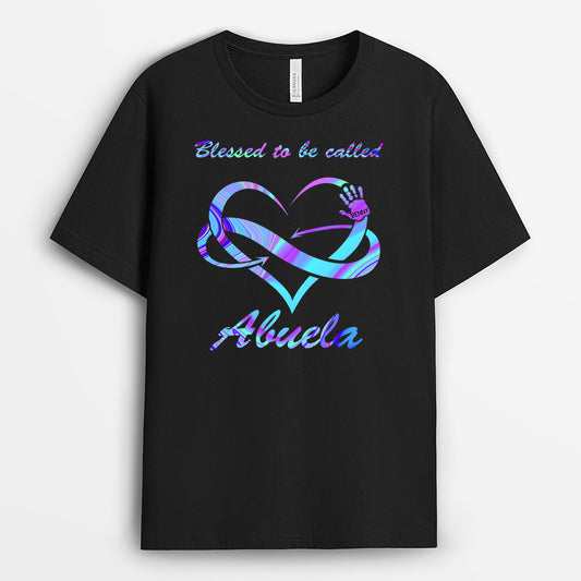 0131AUK1 Personalised T shirts gifts Hand Grandma Mom Heart