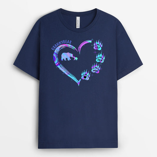 0133AUK2 Personalised T shirts presents Bear Grandma Mom Heart