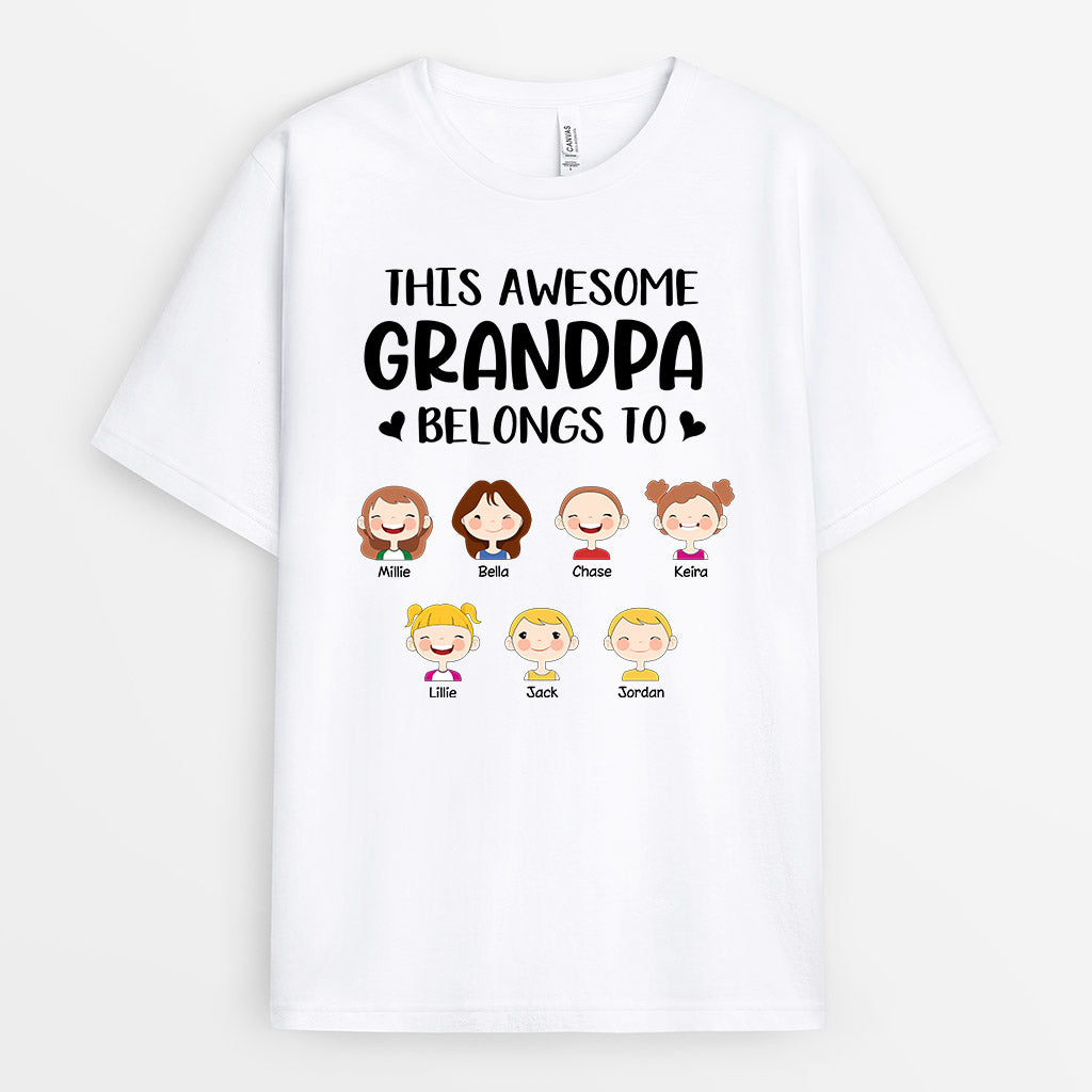 This Awesome Grandpa Belongs To - Personalised Gifts | T-shirts for Grandpa/Dad