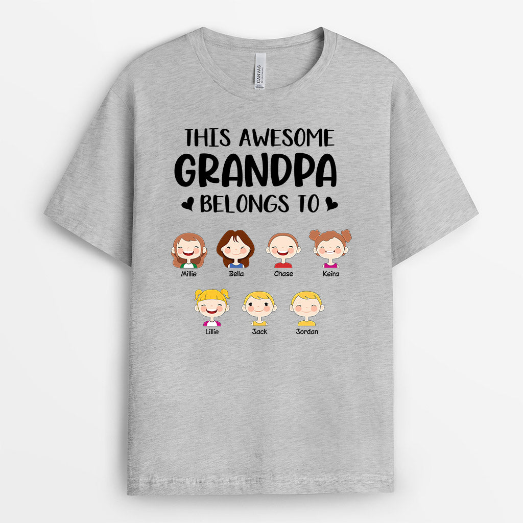 This Awesome Grandpa Belongs To - Personalised Gifts | T-shirts for Grandpa/Dad
