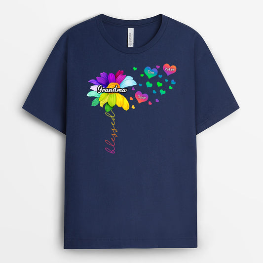 0157AUK1 Personalised T shirts presents Flower Grandma Mom Heart_3c94c320 e548 41c2 89b6 df93b522a544
